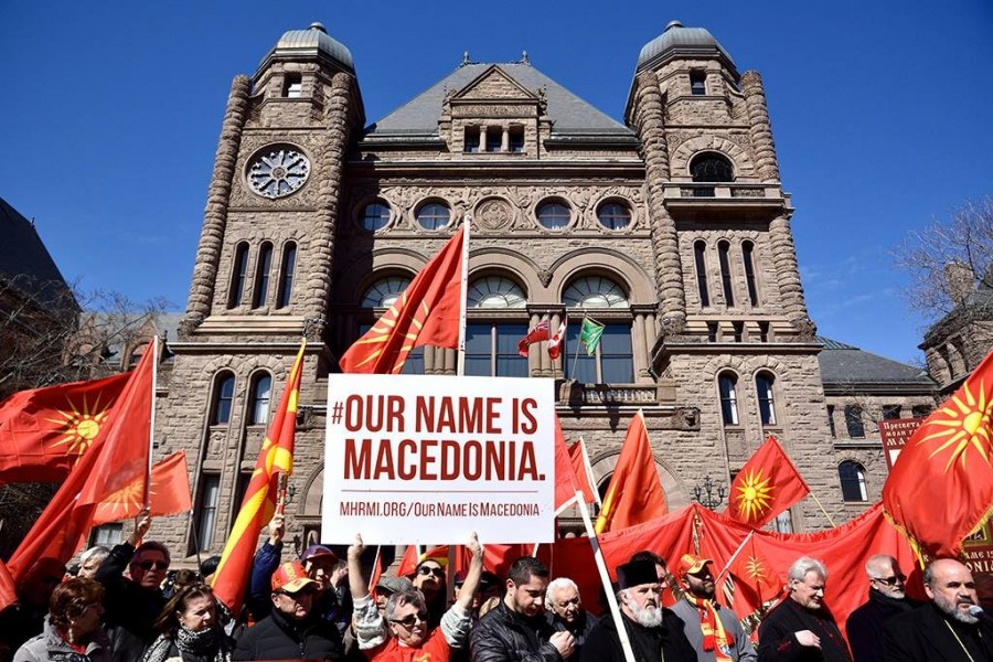 Rally in Toronto protesting Canadas decision to support the forced renaming of Macedonia and Macedonians