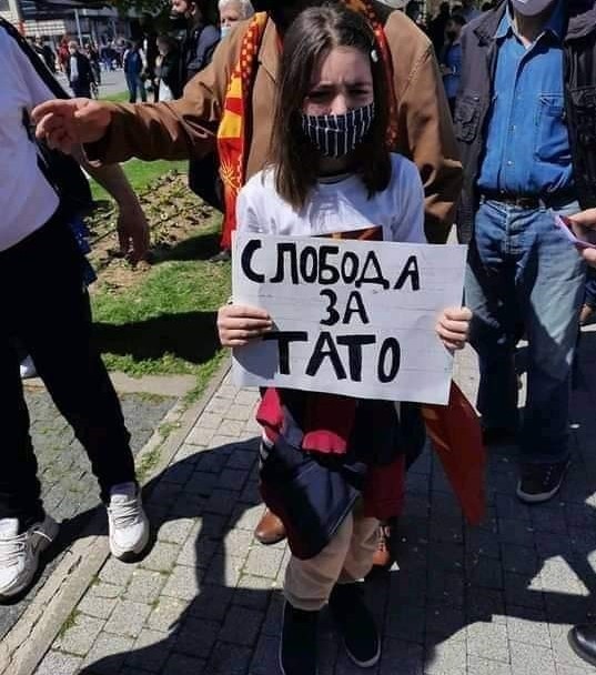 Macedonian girl calling for the release of her father a political prisoner jailed for opposing the USEU-backed Zaev regime